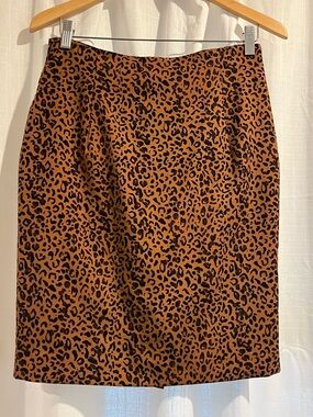 Vintage Milli wool Leopard Print Pencil Skirt - Brown/Black made in Italy